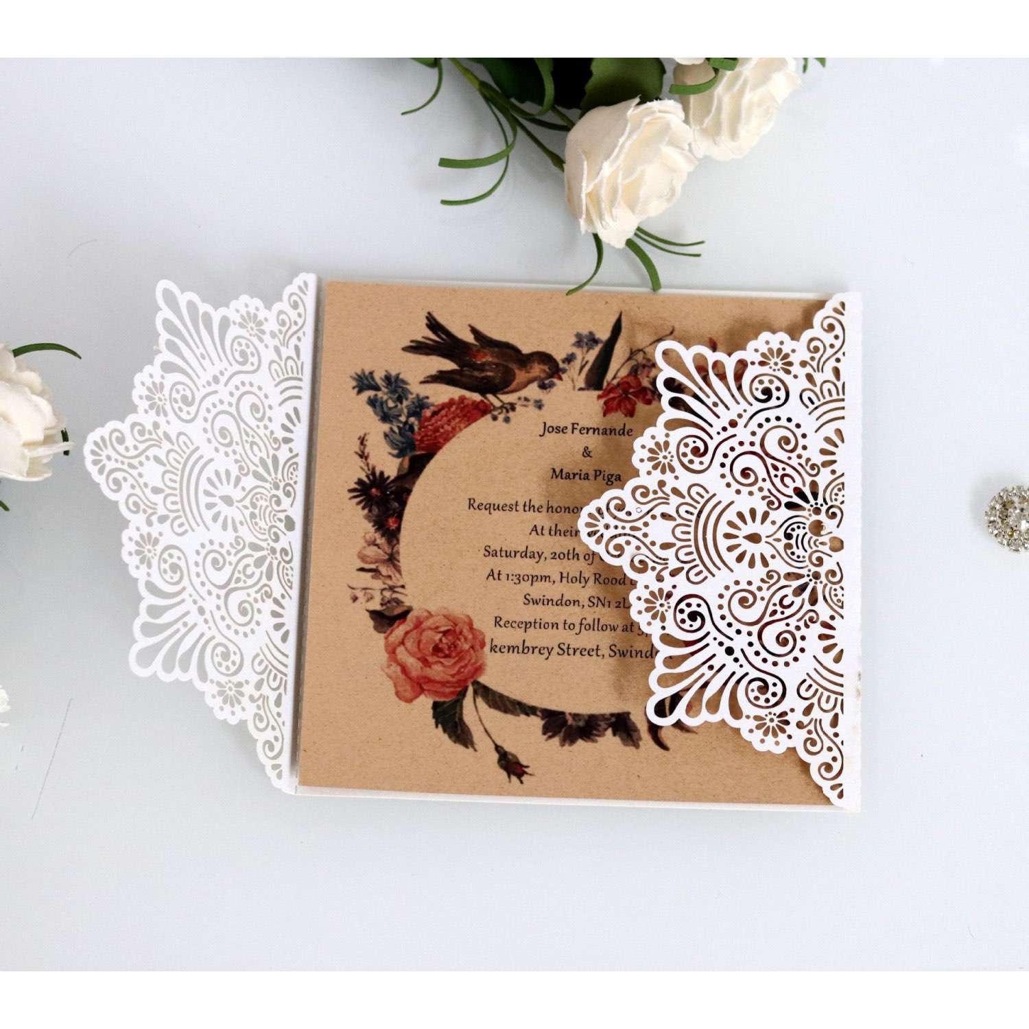 White Invitation Holder Vellum Paper Holiday Blessing Card Wedding Invitations